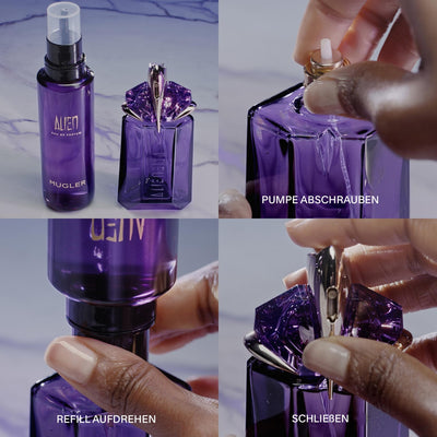 MUGLER Alien Eau de Parfum Refill, Damen-Parfum, Amberartig, holzig und blumig, Außergewöhnlicher Duft, 100 ml