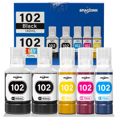 Spaceink Tinte 102 Multipack kompatibel für Epson ET-4850 ET-4750 ET-2850 ET-2750 ET-15000 ET-2700 ET-3700 ET-3850 ET-4856 ET-2751 ET-2756 ET-2851 ET-2856 Drucker (2Schwarz, C, M, Gelb)