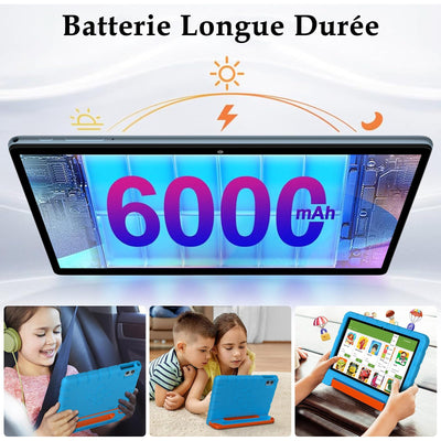 ZIOVO Tablet 10 Zoll Android mit 20GB RAM+128GB ROM(TF 1TB), 5G WiFi 6, Octa-Core, Widevine L1, Face ID, 1280 * 800, 6000mAh, Bluetooth 5.0, GMS Certified Tablet mit Eva Case - Blau