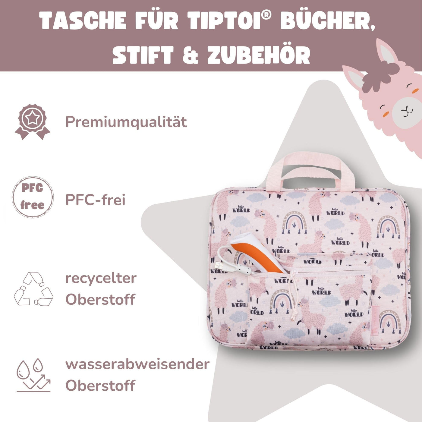 TA Trend Atelier Aufbewahrungs-/Transport-Tasche für tiptoi Bücher, Stift und Zubehör (Rosa-Lama)