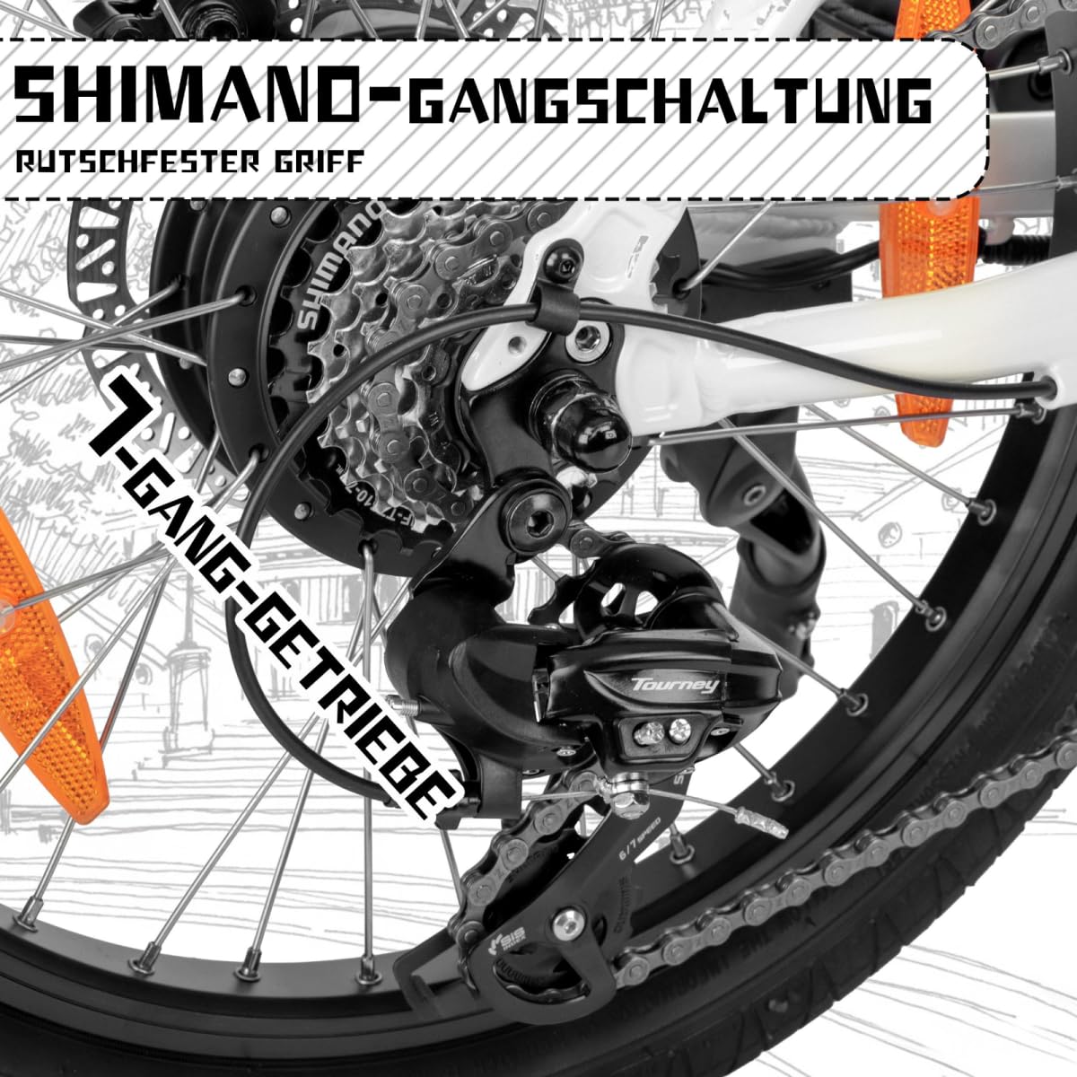 SAXXX E Bike Klapprad 20 Zoll mit 36V 11.4Ah Akku, E Fahrrad Herren mit 7 Gang Kettenschaltung, Elektro Klapprad mit Scheibenbremsen 90KM Lange Range, Elektrofahrrad Pedelec 25 km/h für Herren Damen