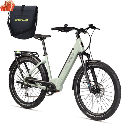 DERUIZ Quartz SUV E-Bike 27,5 Zoll E-Mountainbike mit 644Wh Akku, 250W 55Nm Motor, Hydraulische Bremsen, 8-Gang-Kettenschaltung, RH 46 cm Offroad & City Elektrofahrrad für Damen und Herren, Max 150km