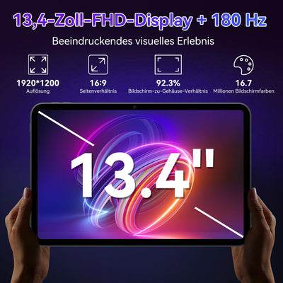 TABWEE T60 Pro Tablet 13,4 Zoll Android 15, 120Hz Display, 24GB RAM + 256GB ROM (2TB TF), 10000mAh Akku, Octa-Core Gaming Tablet, Widevine L1, 5G WiFi, 18W Schnellladung, inkl. Tastatur und Stift.