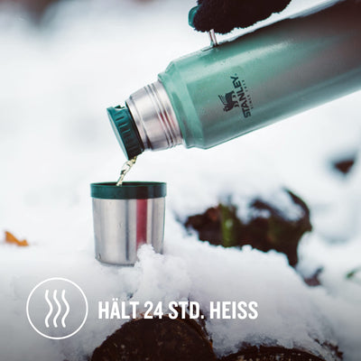 Stanley Classic Legendary Thermosflasche 1L - Thermos Hält 24 Stunden Heiß oder Kalt - Edelstahl Thermoskanne - BPA-Frei - Spülmaschinenfest - Hammertone Green