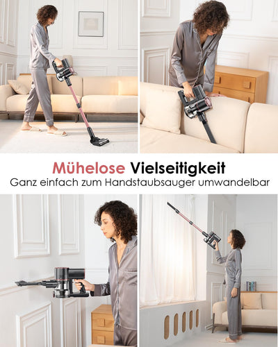 Vexilar Akku Staubsauger 45000Pa/ 50Mins/ 450W, 6-in-1 Staubsauger Kabellos Selbststehend, Akkustaubsauger mit LED Touchscreen, Klein und Leicht für Hartböden Teppiche Tierhaare