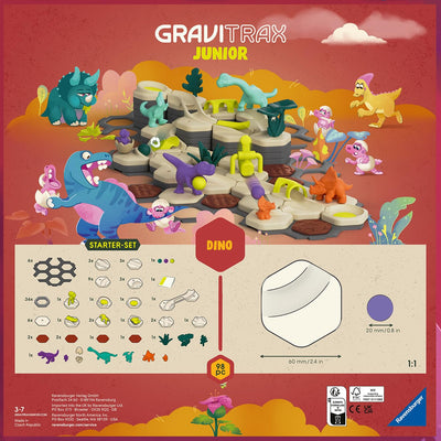 Ravensburger GraviTrax Junior Starter-Set L Dino 24586 - Kugelbahn ab 3 Jahre - Murmelbahn und Konstruktionsspielzeug für Kinder - Dino Geschenk für Jungen und Mädchen