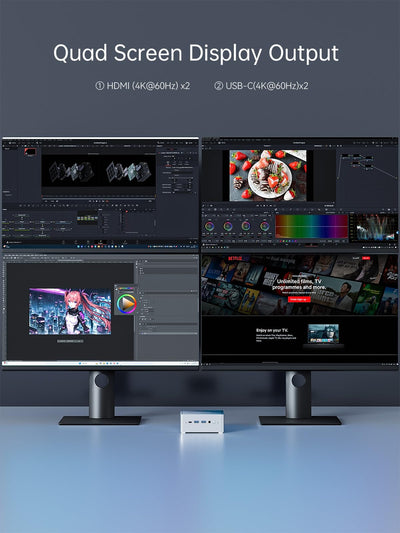 MINISFORUM Mini-PC NAB6 Lite Intel Core i5-12600H, 12C/16T, bis zu 4,5 GHz, 16 GB DDR4 RAM, 500 GB PCIe4.0 SSD, 2 x 2,5 G RJ45 LAN, 2 x HDMI, 7 x USB-Anschlüsse, WiFi 6, BT5 .2