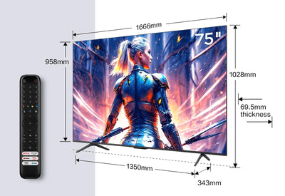 TCL 75T8B 75-Zoll QLED Pro 144Hz Onkyo Gaming Fernseher, 4K UHD, HDR Pro, Google TV (Dolby Vision IQ & Atmos, Motion Clarity, Freihändige Sprachsteureung, Kompatibel mit Google Assistant & Alexa)