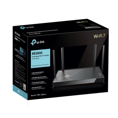 TP-Link WiFi 7 Router Archer BE3600 | Dual-Band WLAN 3570 Mbps | 2 x 𝟐,𝟓𝐆-𝐏𝐨𝐫𝐭𝐬 | USB 3.0 | EasyMesh | VPN-Clients und -Server | HomeShield