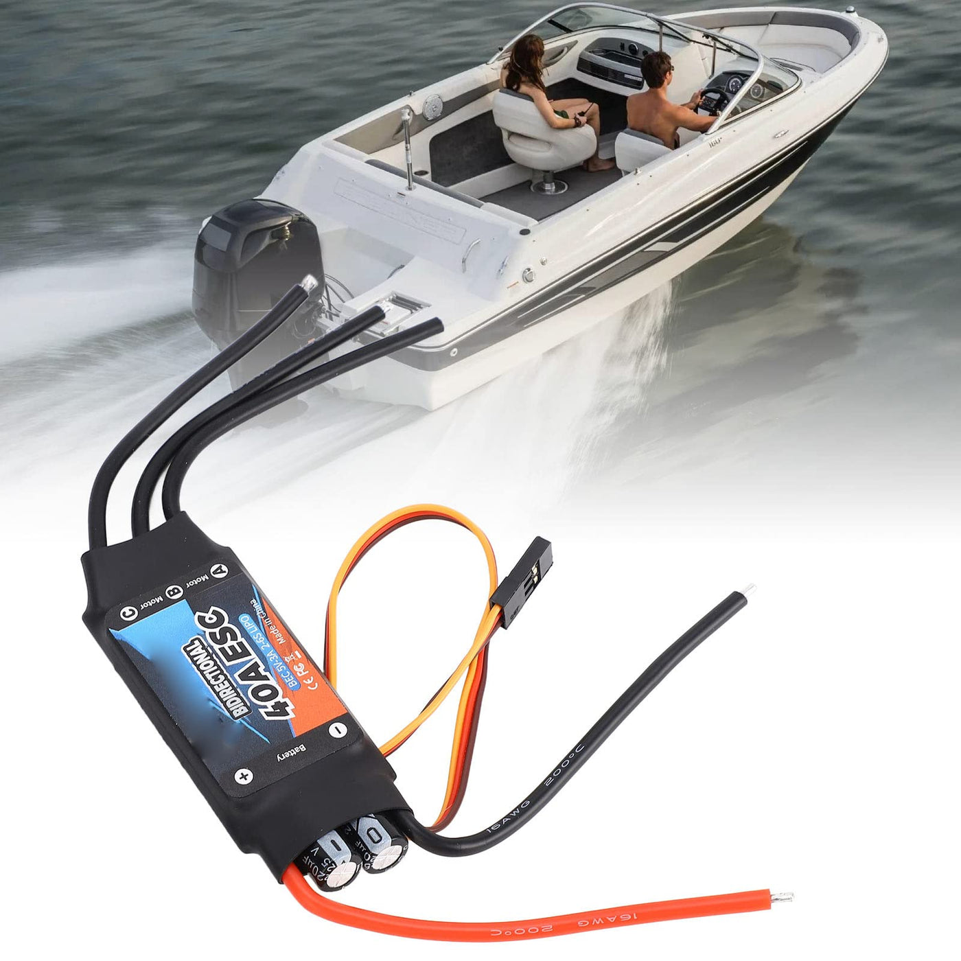 SUNGOOYUE 40A Bidirektionaler Bürstenloser ESC, 2‑6S Elektrischer Geschwindigkeitsregler für RC-Car-Boote
