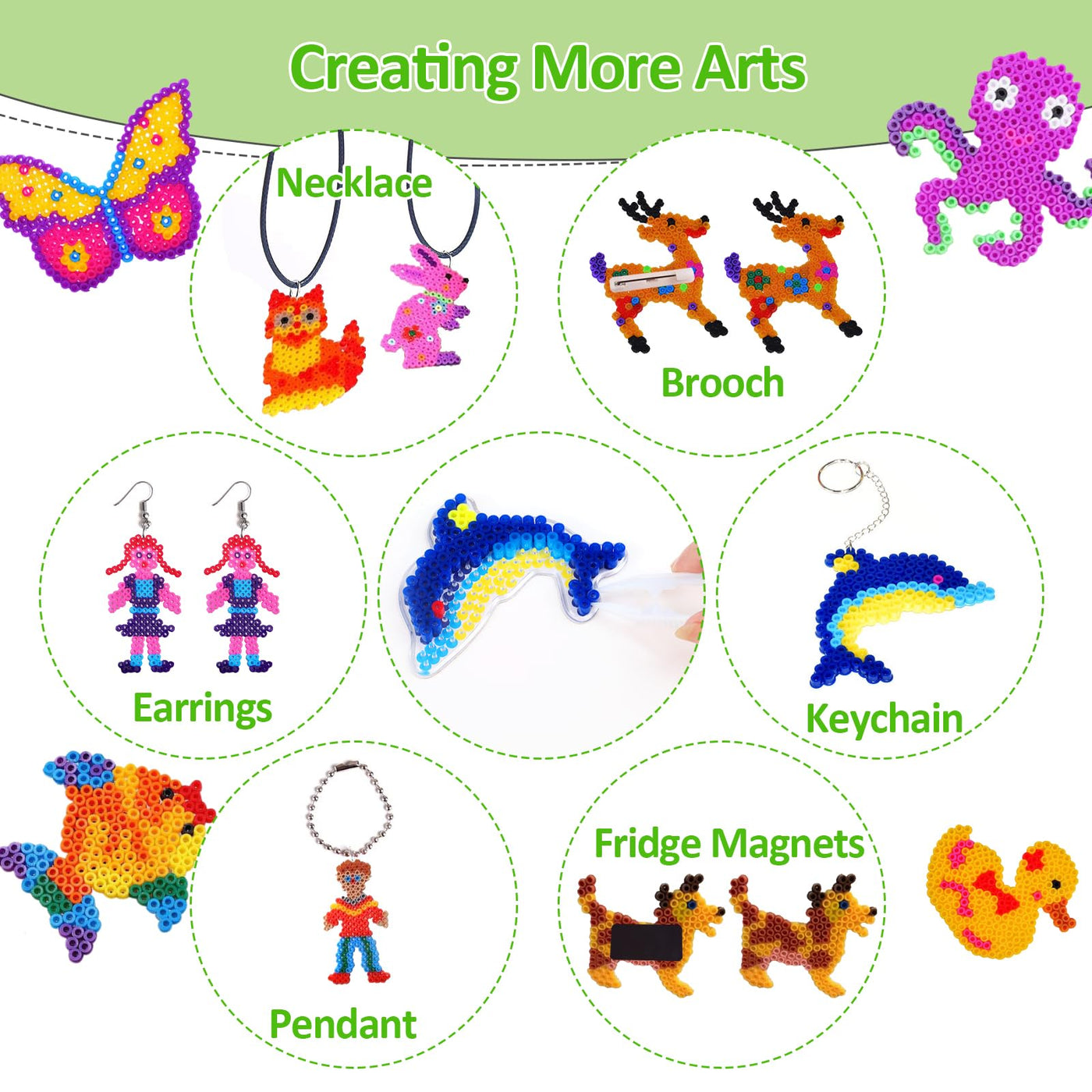 15 Stück Bügelperlen Platten, Vorlagen für Bügelperlen 5mm, TierSteckperlen Platten mit Bügelpapier Zubehör, Tier Muster Steckplatten für Kinder, Jungs, Mädchen DIY Handwerk