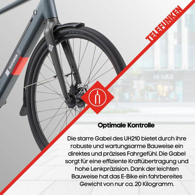TELEFUNKEN E-Bike Herren 28 Zoll, Elektrofahrrad Hinterradmotor, 7-Gang Kettenschaltung, Hydr. Scheibenbremsen - Pedelec Urban-Bike, UH210