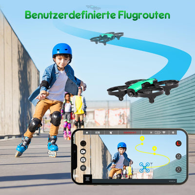 Loolinn | Drohne mit Kamera als Geschenk für Kinder - Mini Drohne Ferngesteuert mit Video & Fotos/Einstellbare Kamera/Zwei Batterien/Geprüftes C0-Zertifikat (Geschenk für Jungen und Mädchen)