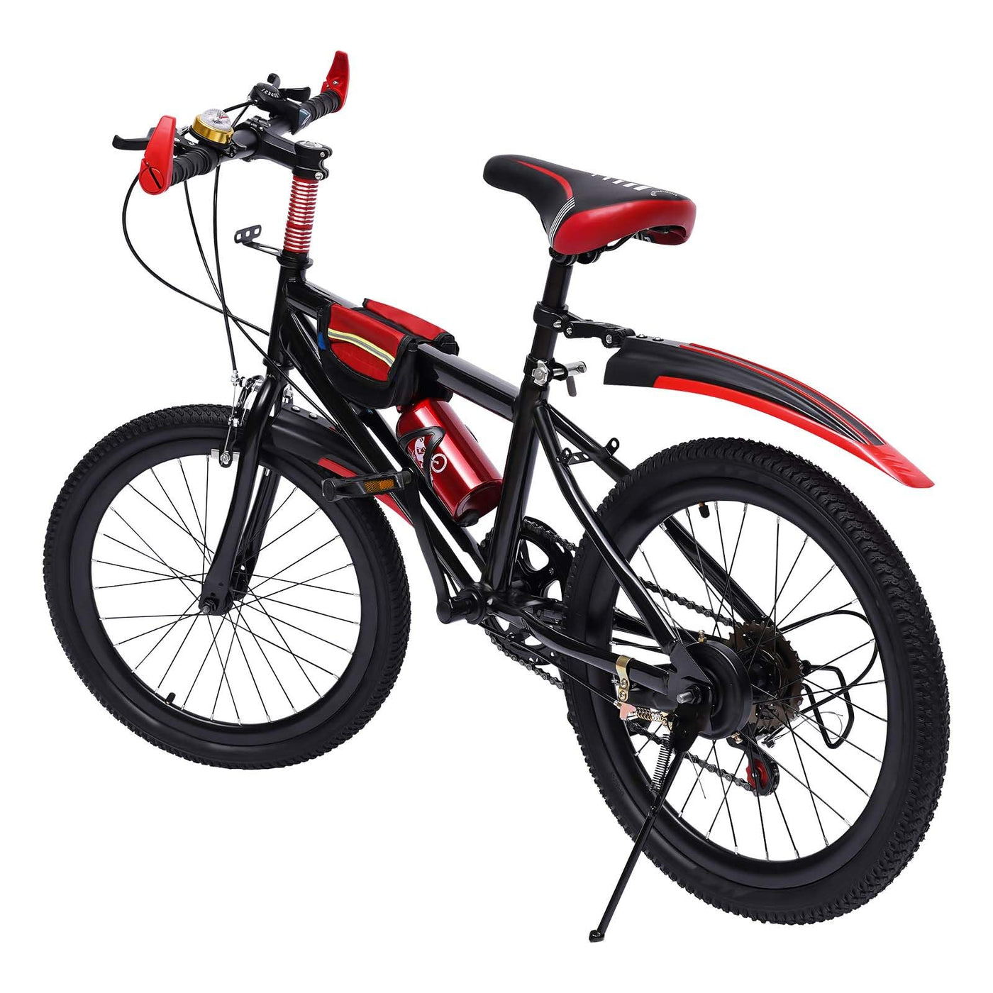 Bollomgy Mountainbike 20 Zoll Fahrrad, Kinderfahrrad für Kinder Mädchen und Jungen, 7-Gang MTB Kinderrad Kohlenstoffstahlrahmen mit V-Bremse (Rot)