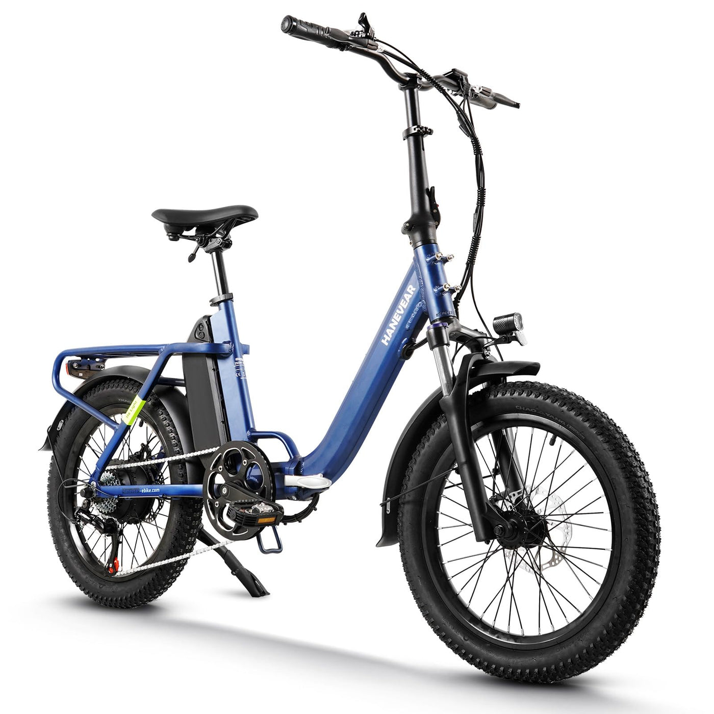 HANEVEAR H6-Light E Bike Klappbar, E Bike Herren Damen mit Drehmomentsensor, 48V 14,5Ah Abnehmbar Akku bis zu 120km+ Elektrofahrrad, 55N.m 250W-Motor, 3.0'' Fat E-Bike Für 160cm (Königsblau)