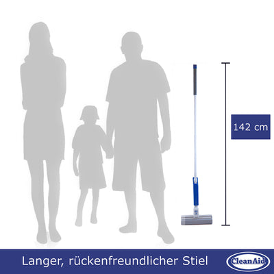 CleanAid OneTouch Magic Wischmopp Bodenwischer - saugstarker PVA Schwamm - Schwammwischmopp mit Auswringfunktion - Tierhaarentferner, optimal für alle glatten Oberflächen, Fliesen, Laminat, Holzboden