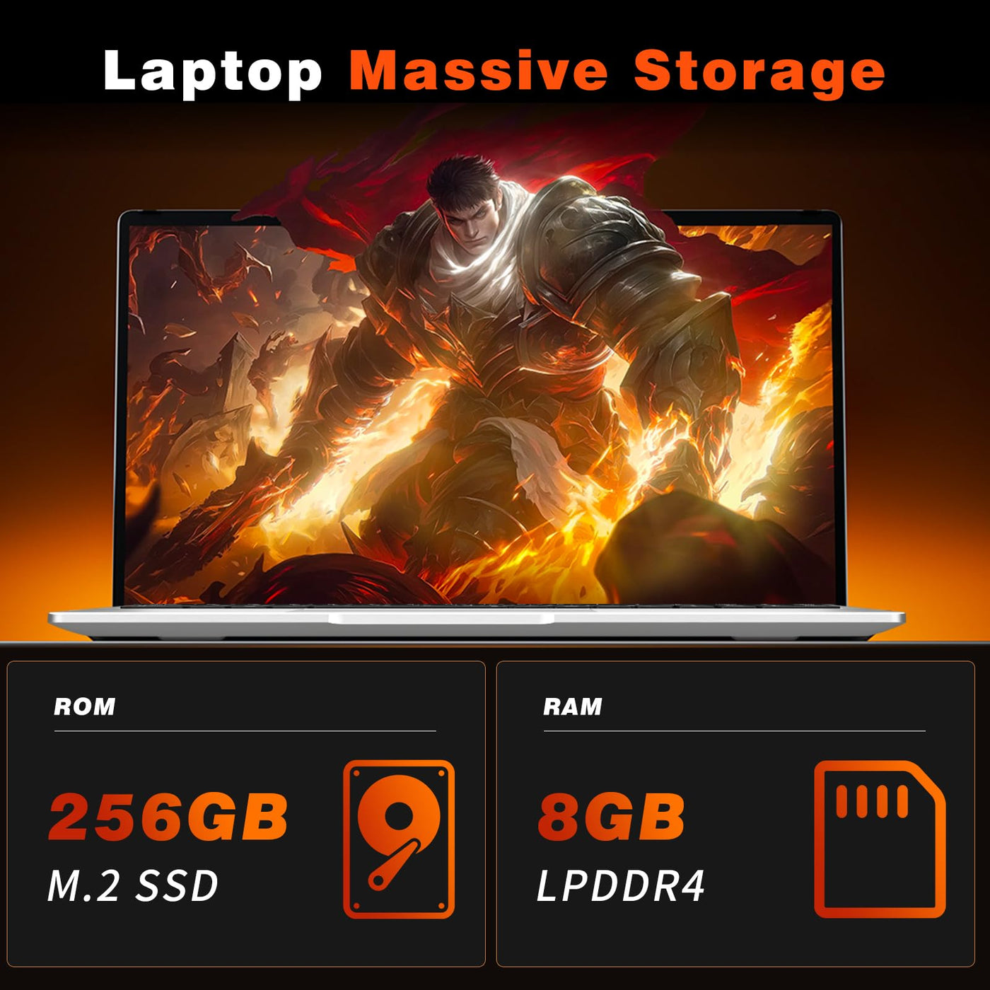 Laptop 15,6 Zoll, Celeron N4000 Prozessor, Laptop 8GB LPDDR4 RAM 256GB SSD, Notebook 180° Flip Schermo FHD 1080P, USB3.0, Mini HDMI, TF-Kartensteckplatz, WiFi, BT4.2, Unterstützt SSD-Erweiterung 1TB