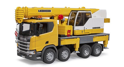 bruder 03571 - Scania Super 560R Liebherr Kran LKW mit Light & Sound Modul - 1:16 Fahrzeuge, Baufahrzeug, Kranwagen, Lastwagen, Spielzeug ab 4 Jahre