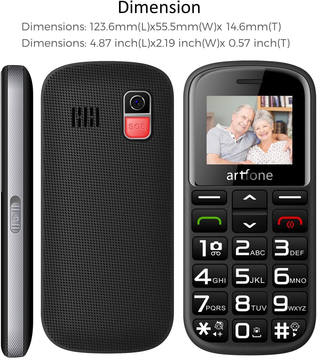 artfone 182 Seniorenhandy mit großen Tasten | Seniorenhandy ohne Vertrag | GSM Dual-SIM-Handy für Senioren mit Notruftaste |1.77 -Inch Rentner Handy |1400 mAh