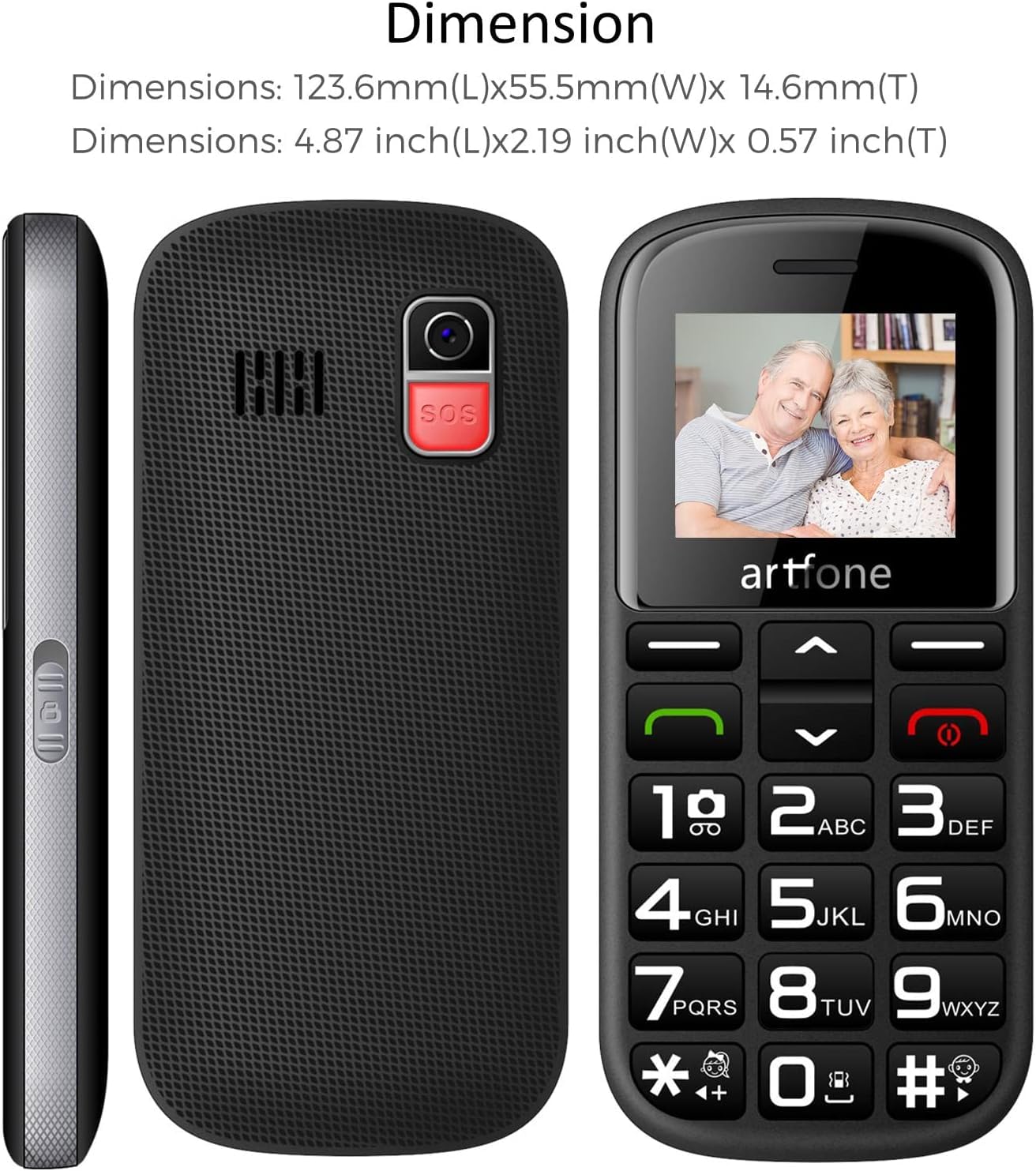 artfone 182 Seniorenhandy mit großen Tasten | Seniorenhandy ohne Vertrag | GSM Dual-SIM-Handy für Senioren mit Notruftaste |1.77 -Inch Rentner Handy |1400 mAh