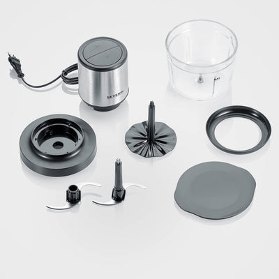SEVERIN Universalzerkleinerer, Multizerkleinerer für grobes und feines Zerkleinern, geeignet für Crushed Ice, Käse, Nüsse und mehr, matt-schwarz/Edelstahl-gebürstet, KM 3867