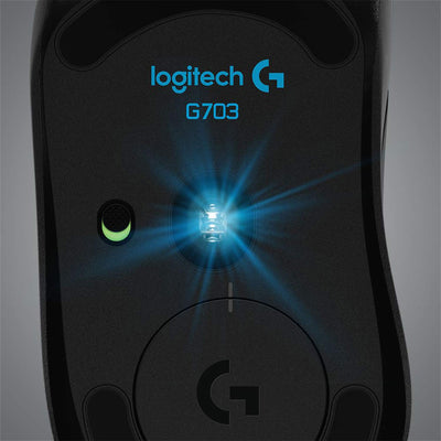 Logitech G703 LIGHTSPEED kabellose Gaming-Maus mit HERO 25K DPI Sensor, Wireless Verbindung, LIGHTSYNC RGB, POWERPLAY-kompatibel, geringes Gewicht von 95g, PC/Mac - Schwarz