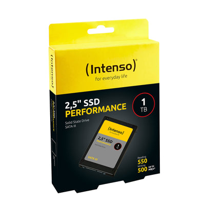 Intenso Interne 2,5" SSD SATA III Performance, 1 TB, 550 MB/Sekunden, Schwarz, Festkörper-Laufwerk