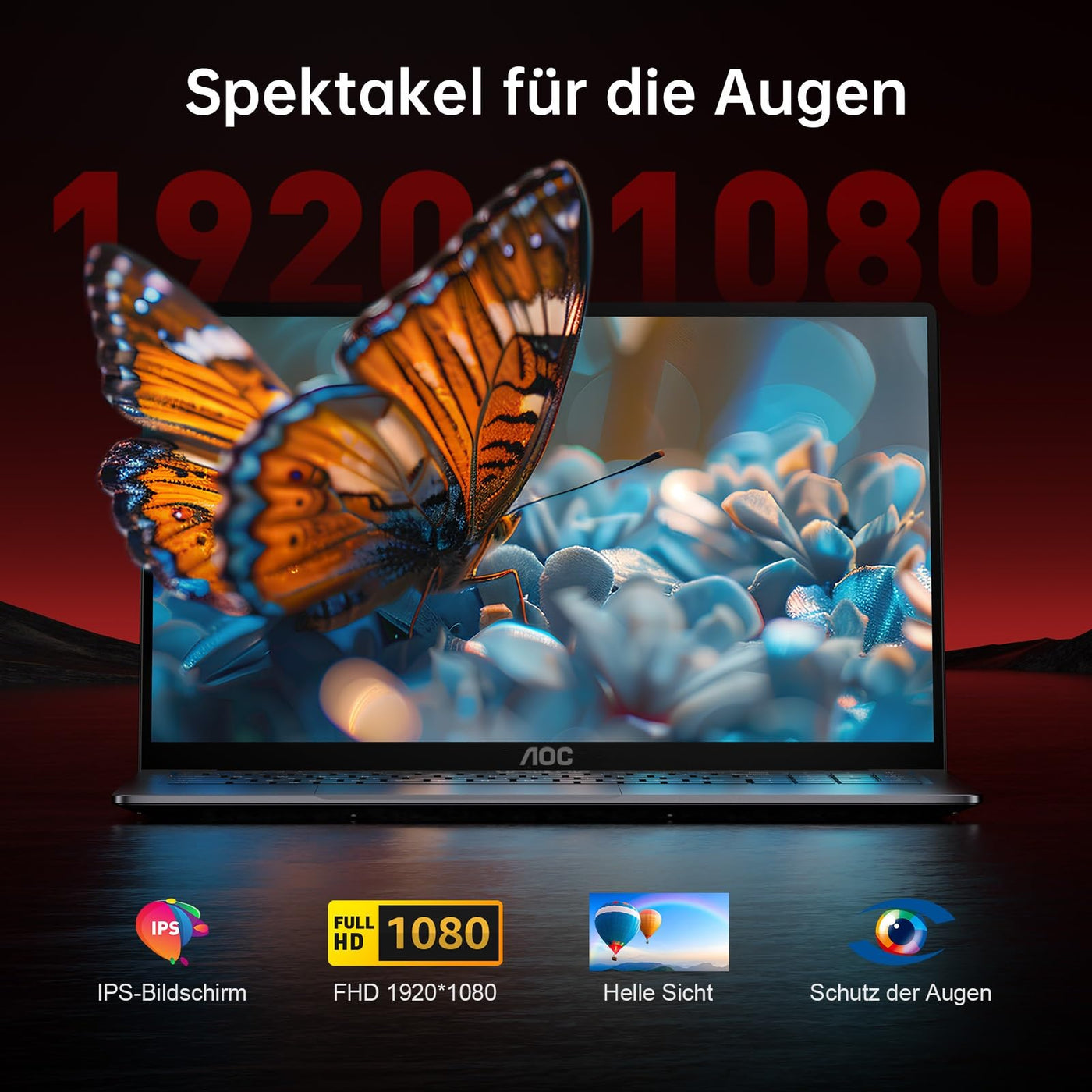 AOC Laptop,Ryzen 7 5700U(16-Thread CPU),Bis zu 4,3 GHz,Backlit Keyboard Computer,16,1 Zoll FHD Schlank Notebook,16GB RAM 512GB SSD,Radeon RX Vega 8 Graphics,USB 3.2,WiFi 6,HDM