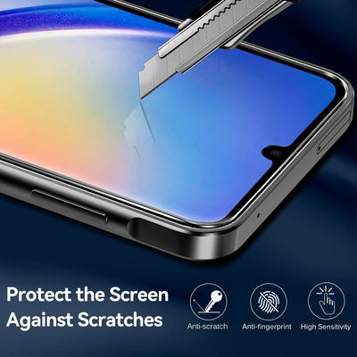 iVoler Hülle für Samsung Galaxy A35 5G mit 2 Stück Panzer Schutz Glas, [Militärstandard] Stoßfest [Kameraschutz] Handyhülle, Matt Durchscheinende Rückseite Anti-Fingerabdruck Schutzhülle Case, Schwarz