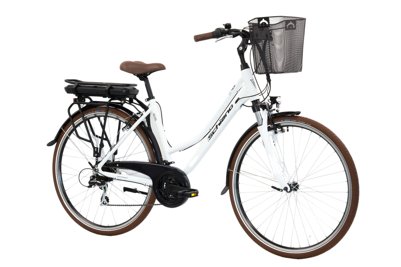 F.lli Schiano E-Ride, E Bike Trekking 28 Zoll, 36V 10.4Ah Abnehmbarer Akku, Motor 250W 40Nm, Trekking EBike für Herren/Damen, Weiss