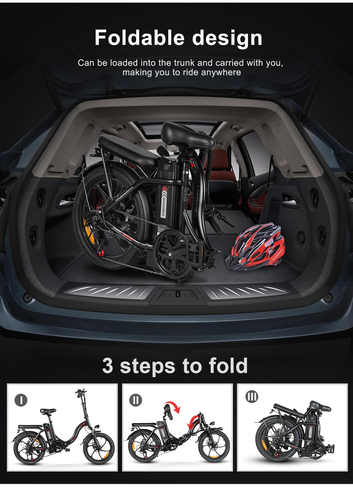 SAMEBIKE E Bike Elektrofahrrad E-Bike Klapprad 20" E-Fahrrad klapprad,432WH Lithium-Akku,für Lange Reichweite bis 60-110km, Falt-Elektrofahrräder für Herren Damen mit 7 Gängen (CY20)