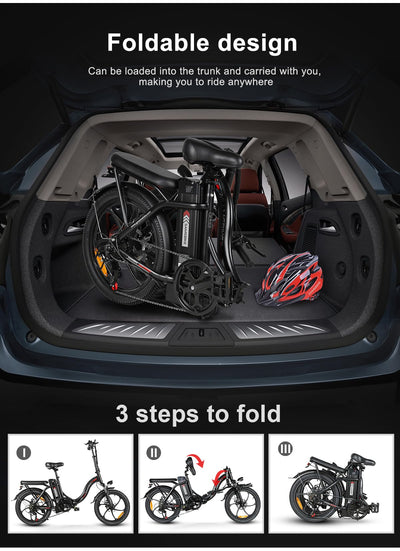 SAMEBIKE E Bike Elektrofahrrad E-Bike Klapprad 20" E-Fahrrad klapprad,432WH Lithium-Akku,für Lange Reichweite bis 60-110km, Falt-Elektrofahrräder für Herren Damen mit 7 Gängen (CY20)