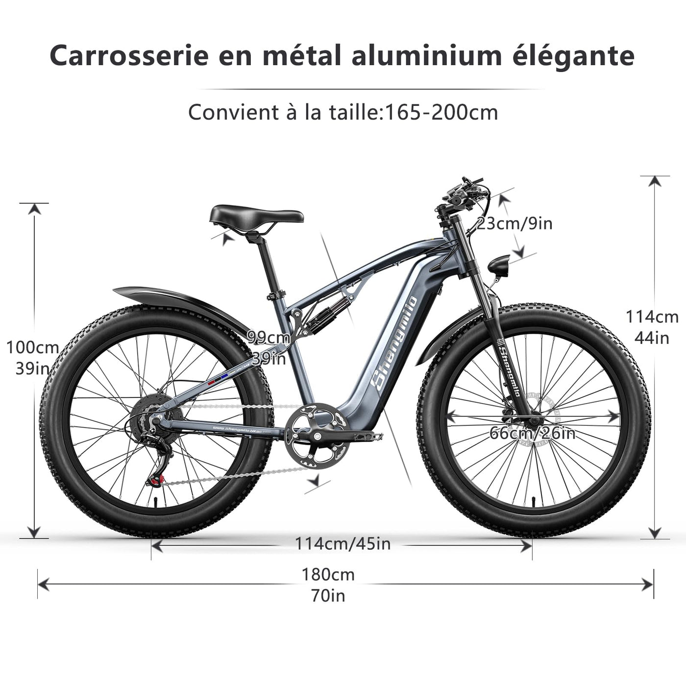 Shengmilo MX05 E Bike Herren Elektrofahrrad 26 Zoll E-Mountainbike Vollfederung E-Bike 48V 17.5Ah Akku 7 Gang Schaltwerk Pedelec Elektrisches Fahrrad mit Fat Tire