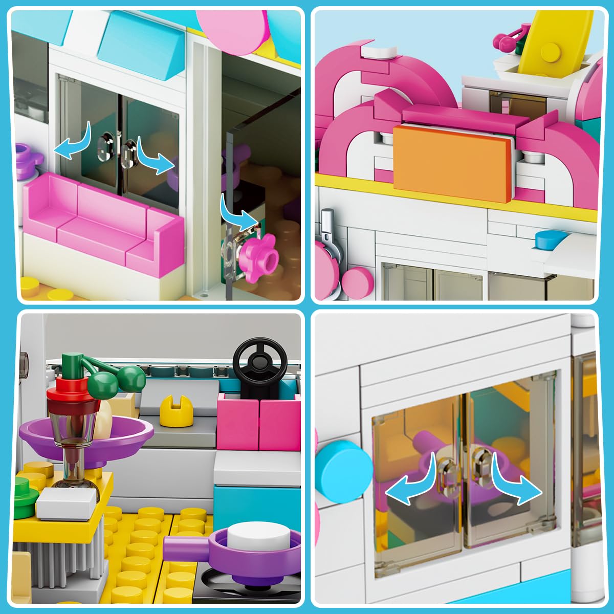 CUBIMANA 3-in-1 Wohnmobil Bausteine Spielzeug, Campingbus Wohnwagen Konstruktionsspielzeug mit Rutsche und Aufklebern, Geschenke für Kinder Mädchen und Jungen ab 6 7 8 9 10 11 12+ Jahre (494PCS)