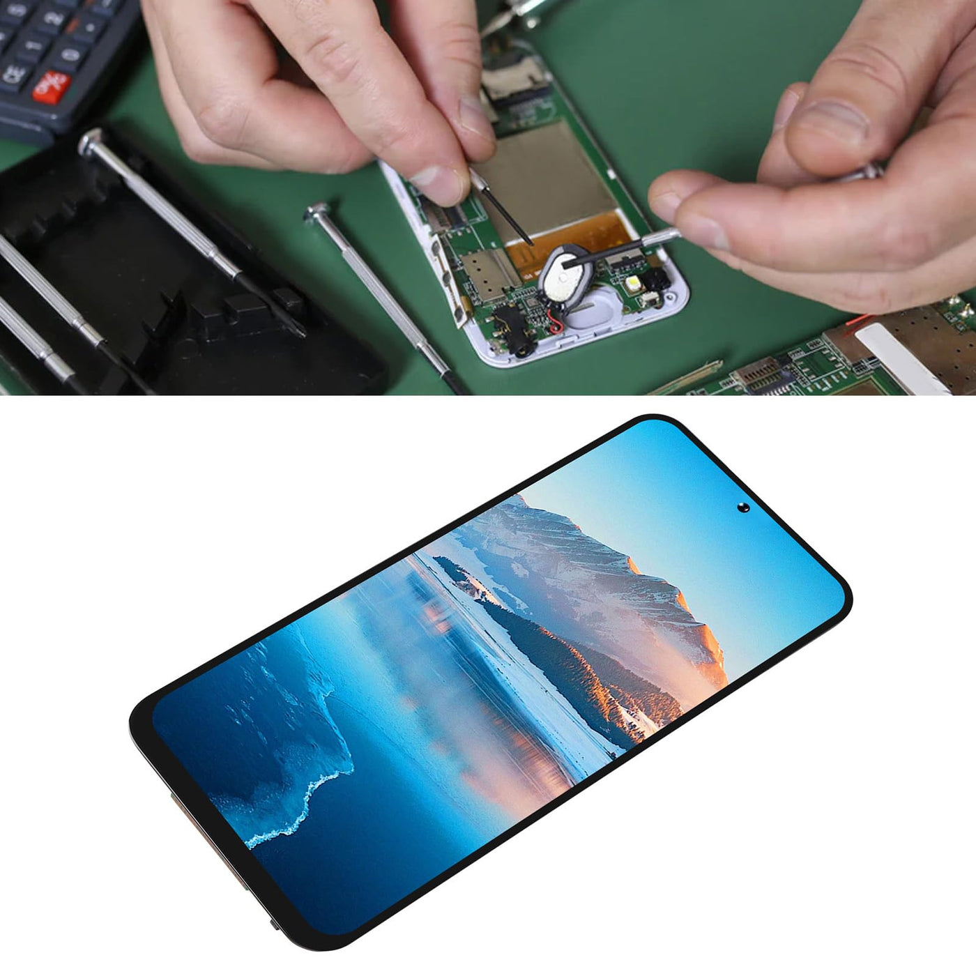 KKPLZZ Telefon-Bildschirmbaugruppe, Rahmenlos, 3D-empfindliche Berührung, Hohe Helligkeit, 1080 X 2400 Auflösung, LCD-Display, Touch-Digitizer-Baugruppe für Galaxy S23fe