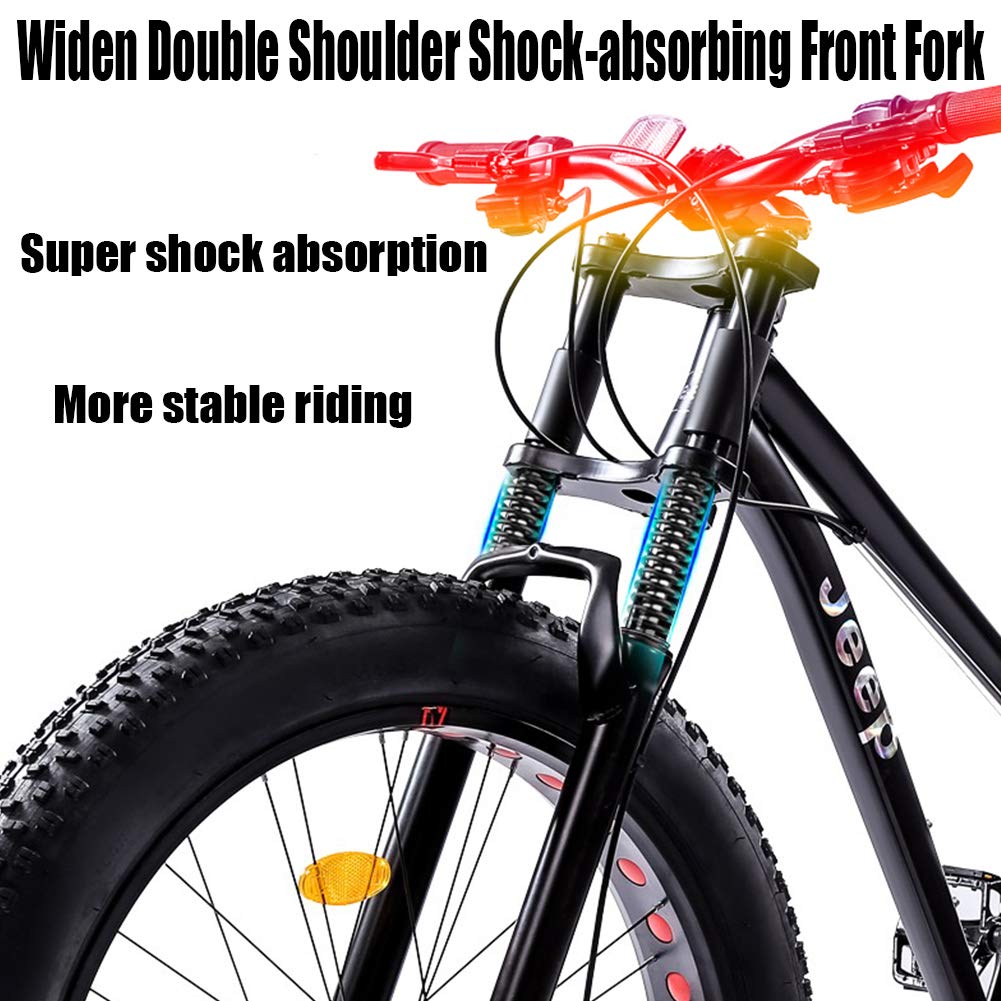 Wmmner 26 Zoll Mountainbikes Mit Doppelfederung Für Erwachsene Männer Frauen, Fettreifen Anti-Rutsch Mechanische Scheibenbremsen Mountainbike, All Terrain High Carbon Steel Bike, Rot, 27 Geschwindigke