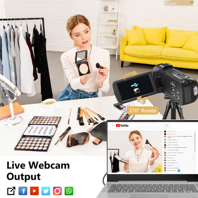 Videokamera Camcorder 1080P 36MP IR-Nachtsicht Videokamera Digitalkamera mit 2 Batterien, 3,0-Zoll-IPS-Bildschirm Vlogging Kamera 30FPS 16X Digitalzoom für YouTube, Streaming-Videoaufzeichnung, Tiktok