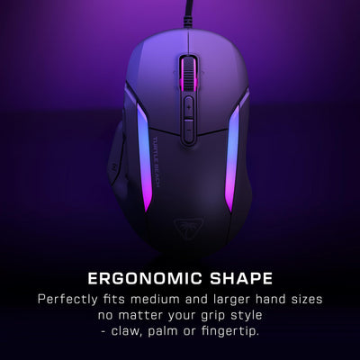 Turtle Beach Kone II – Ergonomische RGB-Gaming-Maus, 26K DPI Optischer Sensor, optische Schalter mit 100 Mio. klick-Lebensdauer, 23 programmierbare Funktionen, 4D-Scroll-Rad, Schwarz