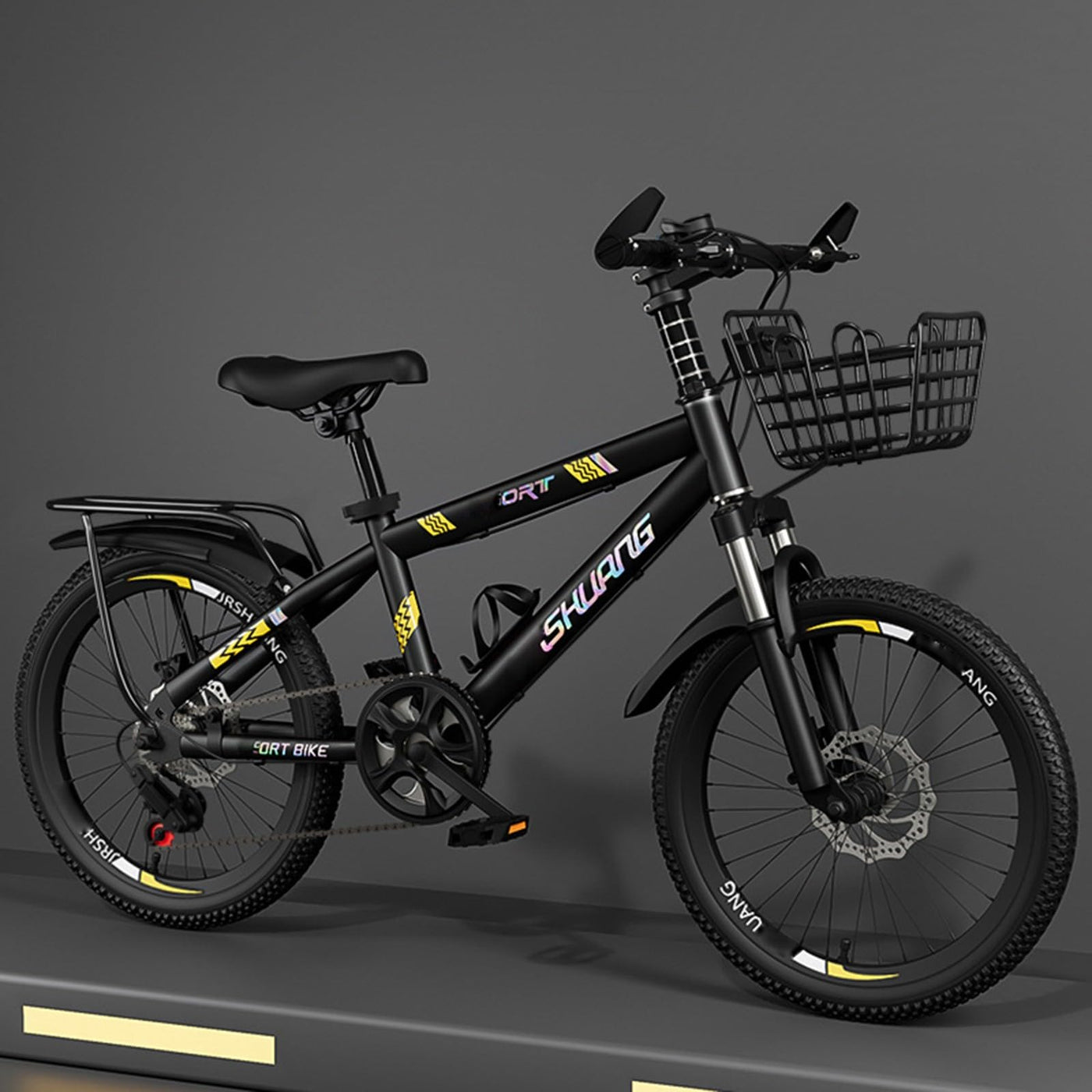 Mountainbike 24 Zoll 7 Gang Doppelstoßdämpfer Doppelscheibenbremse Kohlenstoffstahlrahmen Höhe Zwischen 130 und 175 cm D,22 inches