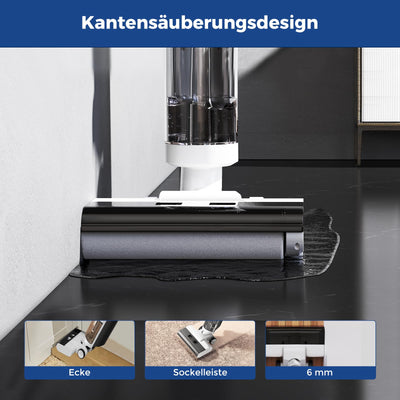 JONR ED12 Nass Trockensauger Akku, Kabelloser Nass Trocken Staubsauger Saugwischer Akku, Kantenreinigungsbürste 6mm, Selbstreinigung, 850mL Wassertank, Anti-Verwirrungs-Haar für Hartböden, Tierhaare