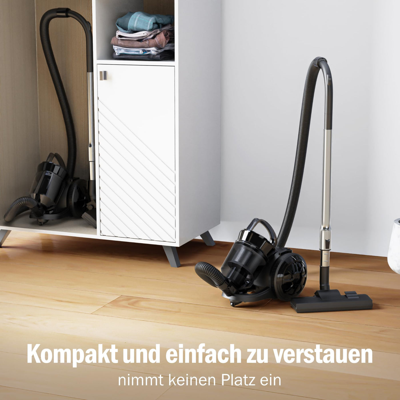 Tisoutec Beutelloser Staubsauger ohne Beutel,900W Staubsauger|70dB|Bodenstaubsauger|HEPA Filter Bodendüse für Parkett,Teppich,Fliesen,leistungsstarker Staubsauger mit 5m Kabel=13m Aktionsradius 2,2L