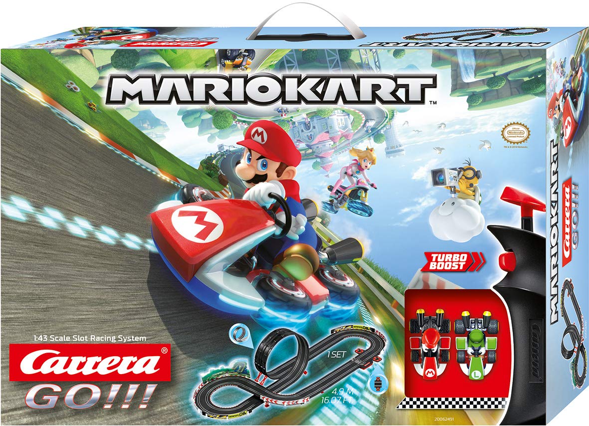 Carrera 20062491 GO!!! Nintendo Mario Kart 8 Rennstrecken-Set | 4,9m elektrische Carrerabahn mit Mario & Luigi Spielzeugautos | mit 2 Handreglern & Streckenteilen | Spielzeug für Kinder ab 6 Jahren