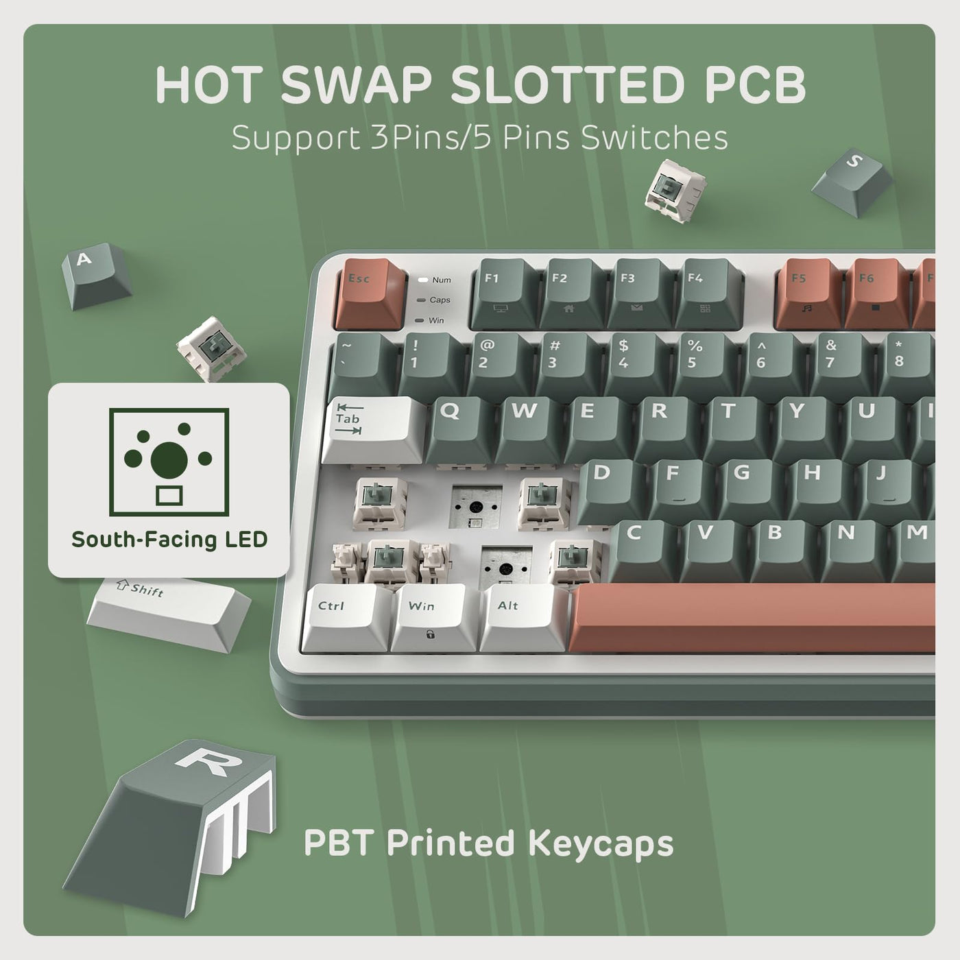 RK ROYAL KLUDGE S98 Mechanische Tastatur mit Smart Display & Knopf, Top Mount 96% Kabellose Mechanische Tastatur BT/2.4G/USB-C, Hot-Swap-fähige, Software-Unterstützung, Massiver Akku, 98 Tasten