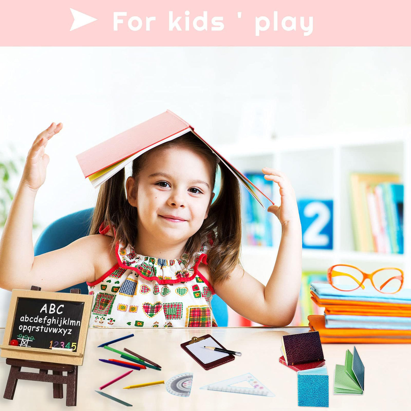 Miniatur Wichtel Zubehör,24Stück 1:12 Weihnachten Mini Puppenhaus Zubehör 1/12 Miniaturpuppe Schulbedarf Wichtelzubehör Deko Buch Klemmbrett Buntstift Set,für Dollhouse DIY Weihnachts Geschenk