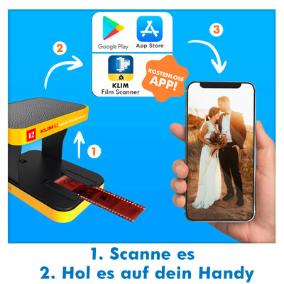 KLIM K2 Mobile Film Scanner 35mm + NEU + Positiv- & Negativ- Dia Scanner + Fotoscanner zum digitalisieren + Diascanner + Deine eigene Entwicklungsstation zu Hause + Dias selbst digitalisieren