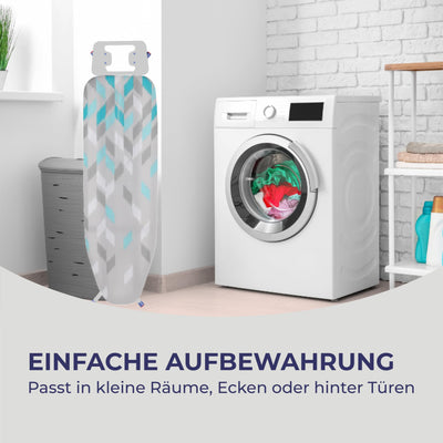 STAHLMANN ® Bügelbrett [114x34 Bügelfäche ] mit rutschfesten Füßen – robuster Bügeltisch – extra stabiles Bügelbrett [Made IN EU] – Tischbügelbrett