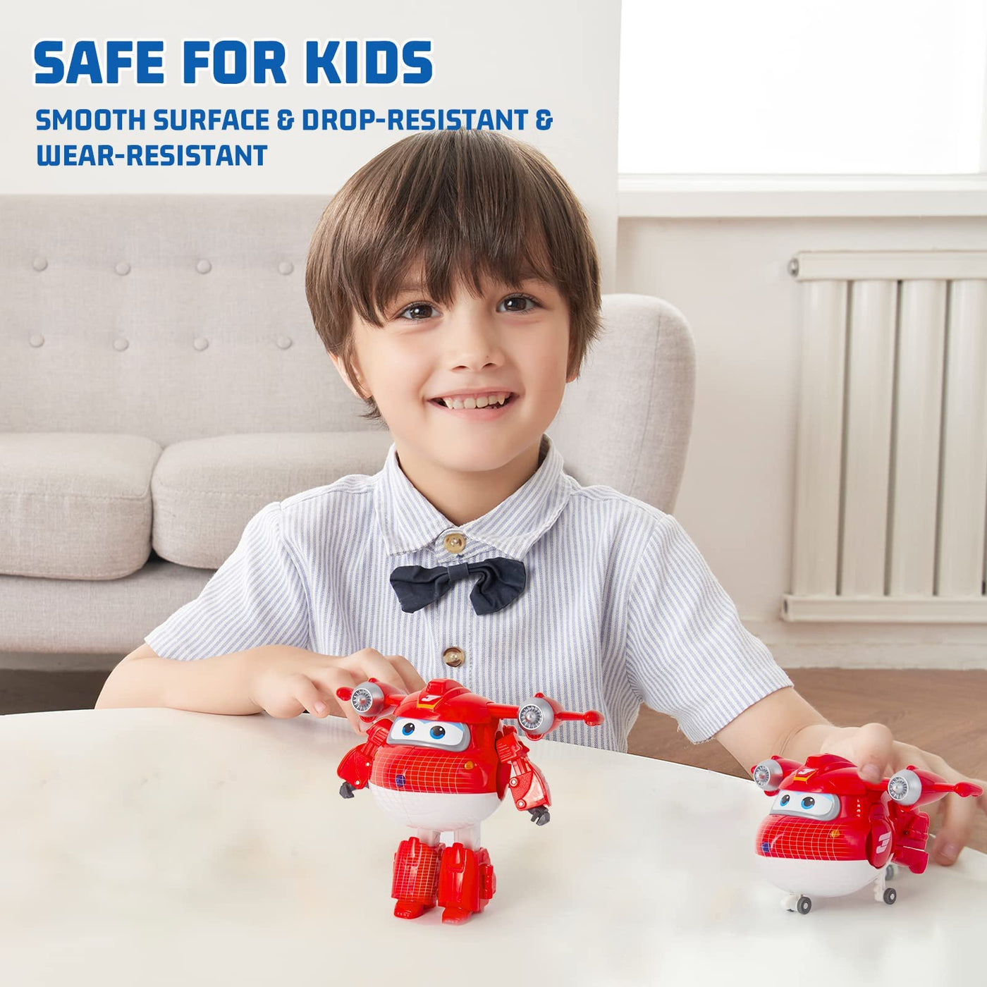 Super Wings 5" Transforming Characters 2-Pack Transforming Supercharged Jett + Tino, Transformer Spielzeug für 3+ Jahre Alten Jungen Mädchen, Rot