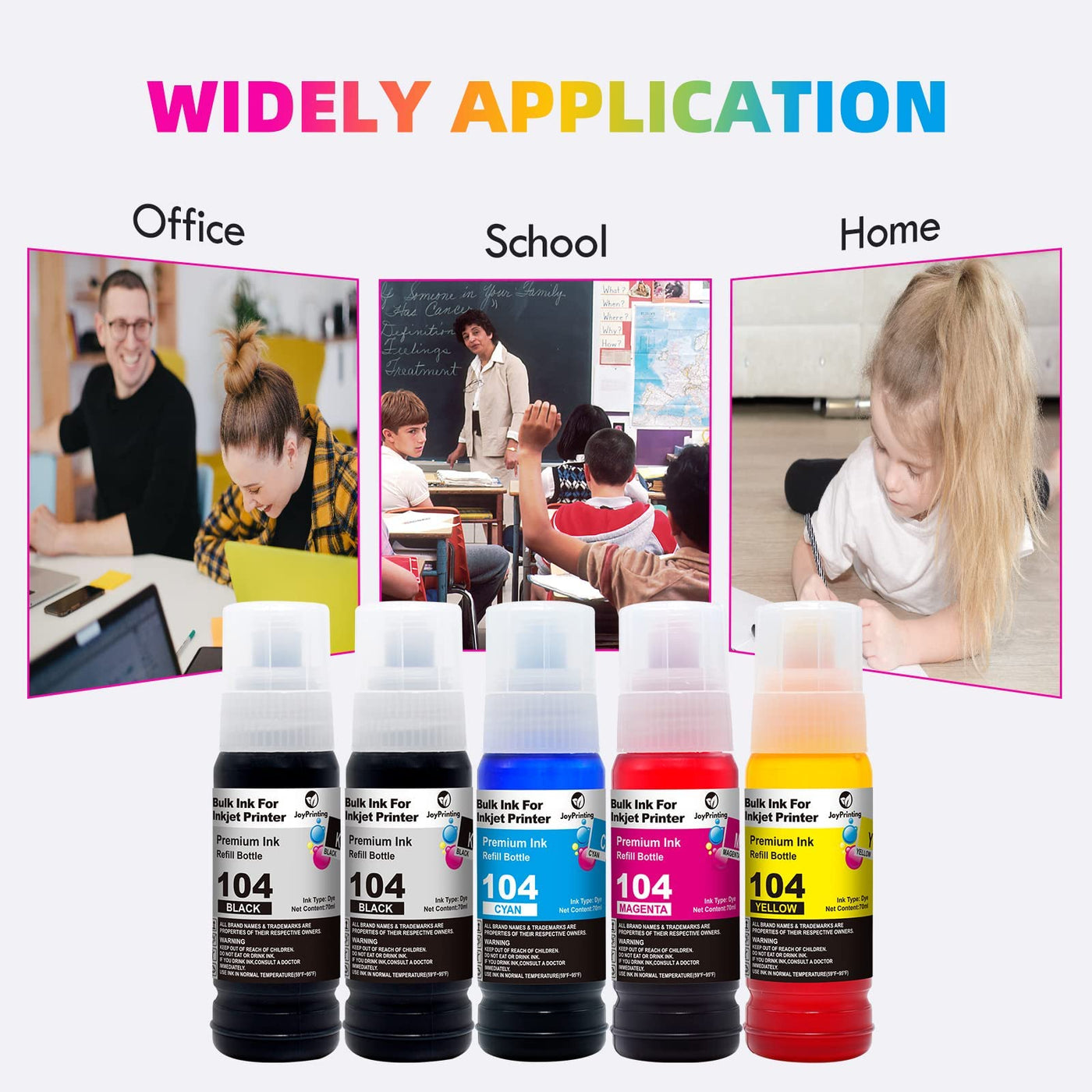 JoyPrinting 104 Tinte Kompatibel für Epson 104 Multipack Tintenflasche für Ecotank ET-2820 ET-2710 ET-2720 ET-2815 ET-2810 ET-2826 ET-1810 ET‑2711 ET-2712 ET-2715 ET-2714 ET-2721 ET-2726 ET-4800