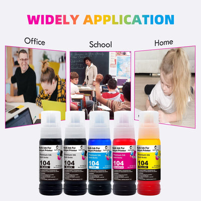 JoyPrinting 104 Tinte Kompatibel für Epson 104 Multipack Tintenflasche für Ecotank ET-2820 ET-2710 ET-2720 ET-2815 ET-2810 ET-2826 ET-1810 ET‑2711 ET-2712 ET-2715 ET-2714 ET-2721 ET-2726 ET-4800