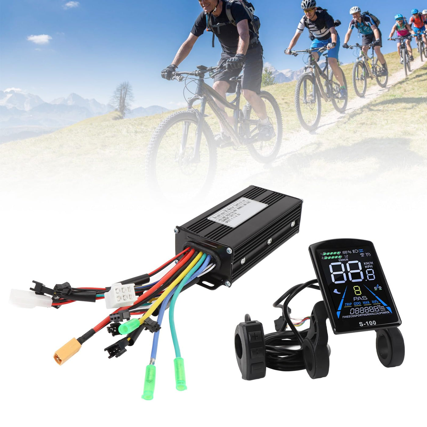 MechKit Elektrofahrrad Brushless Motor Controller Kit, 36V 48V 500W 750W 26A 3 Mode Sinuswelle Controller mit LCD Display Panel für E-Bike
